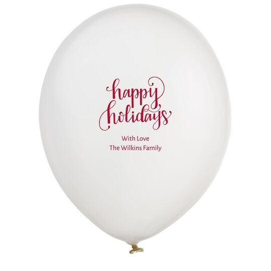 Hand Lettered Happy Holidays Latex Balloons